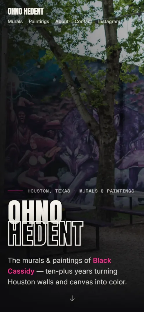 The OhNo HeDent — Black Cassidy website shown on a phone